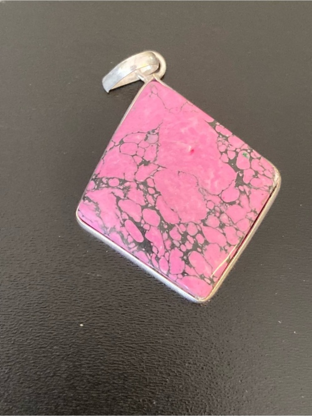 Pink Turquoise-Inspired Square Pendant Necklace
